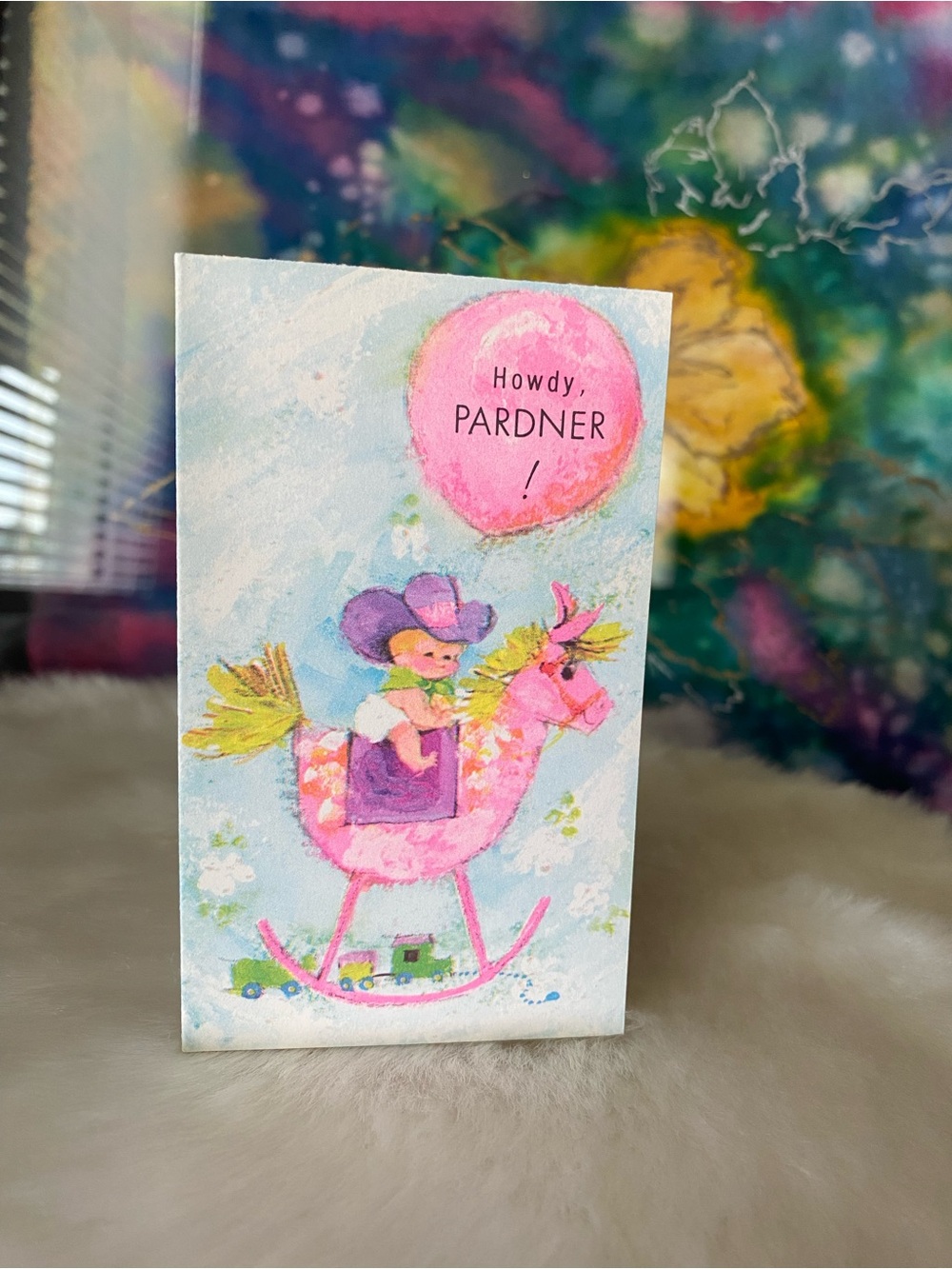 Vintage Baby Boy Birth Announcement Howdy Pardner! Set of 10 Cards